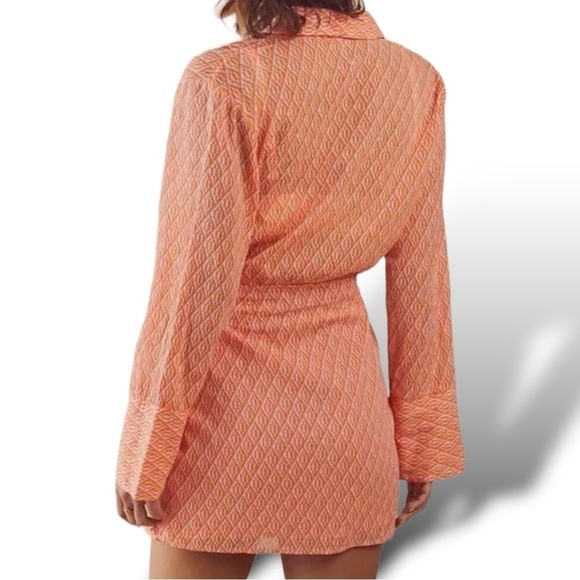 Free People Rillo Shirt Dress Pink Rose Size Small NWOT Cover Up Orange Tropical - Picture 4 of 12